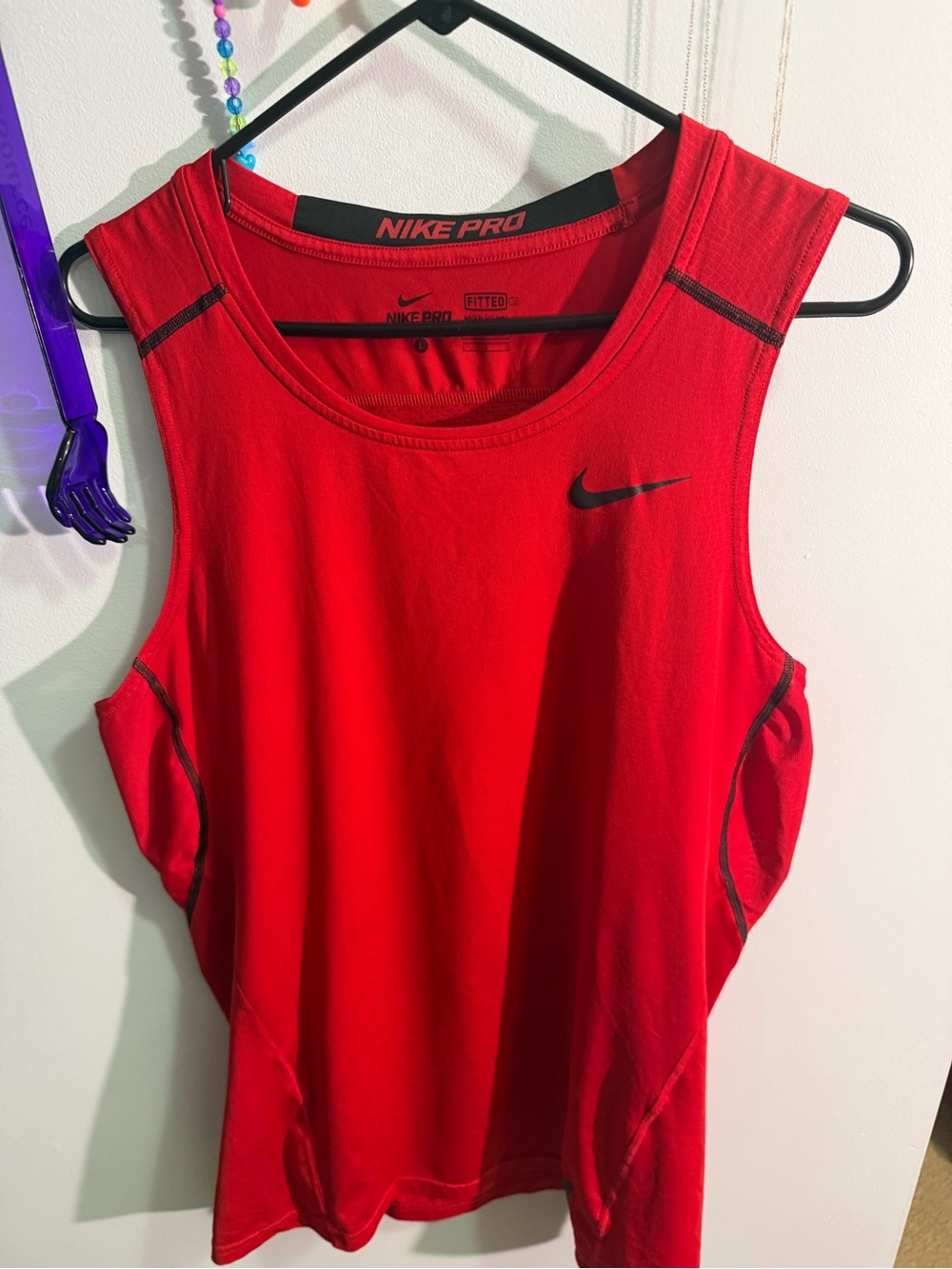 Nike Red Sleeveless Performance Tank with Black Swoosh